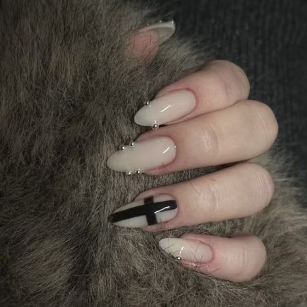 ⚔️🖤Press on nails | Cross nails design, handmade press on nails (Please message me in chat to change