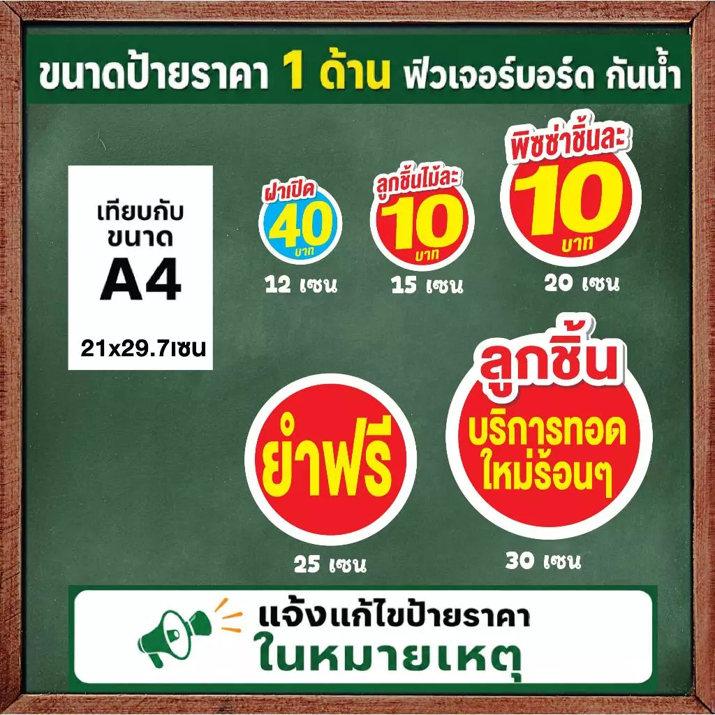 ป้ายราคากลม 1 ด้าน แบบแก้ไขได้