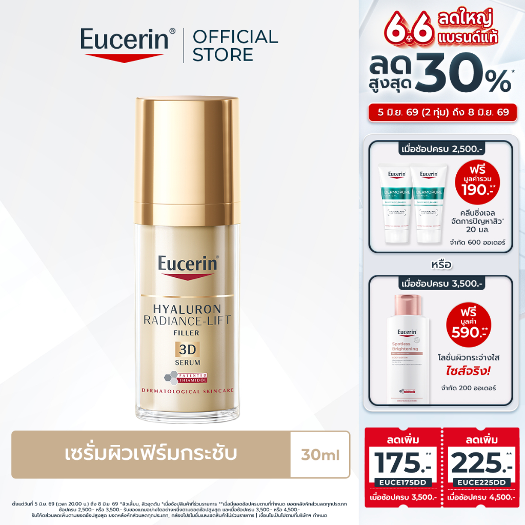 Eucerin HYALURON [HD] RADIANCE-LIFT FILLER THIAMIDOL 3D SERUM 30 ML เซรั่มบำรุงผิวหน้า ลดเลือนริ้วรอย ยกกระชับ