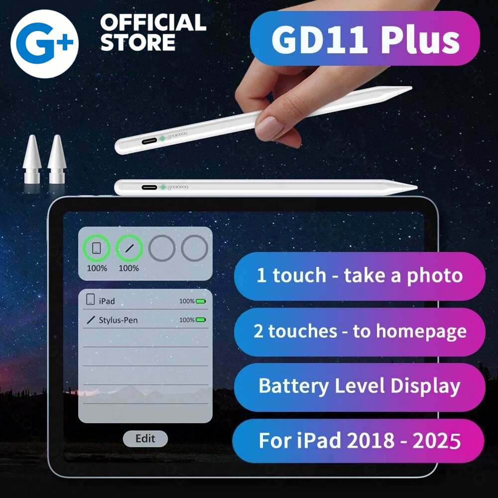Gizmo ปากกาทัชสกรีน ปากกาทัชสกรีน ปากกาเงา เขียนด้วยมือสไตลัสแม่เหล็กสำหรับ iPad สัมผัสปาล์มปฏิเสธการรับรู้เอียง Stylus