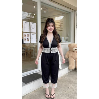 ชุดเซตจินนี่สาวอวบแขนตุ๊กตา 🖤💞☀️อก36-46 เอว30-40 สพ48