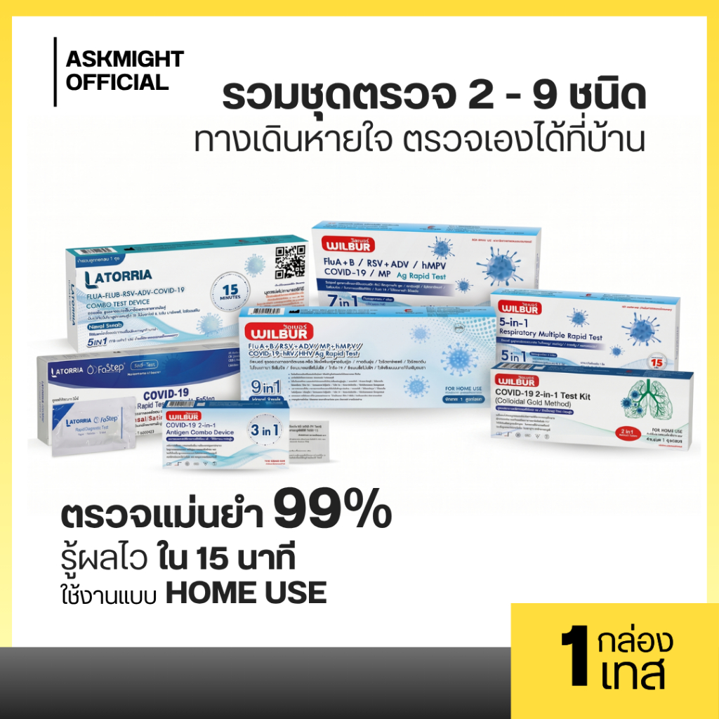 ชุดตรวจไข้หวัดใหญ่ [เลือก3in1 ขึ้นไป] Covid-19 ไข้หวัดใหญ่ FluA+B RSV+ADV ตรวจง่าย รับรู้ผลไวได้มาตรฐาน มีส่งด่วน