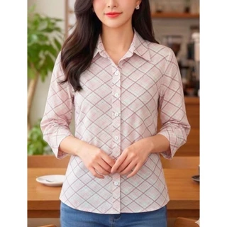 เสื้อคุณผู้หญิงแขนสามส่วน ผ้าชีฟองเกาหลีเนื้อนิ่มเนียน โทนสีสวยใส่สบายมาก#พร้อมส่ง#ลายดอก#ราคาพิเศษ#เชิ้ตผู้ใหญ่