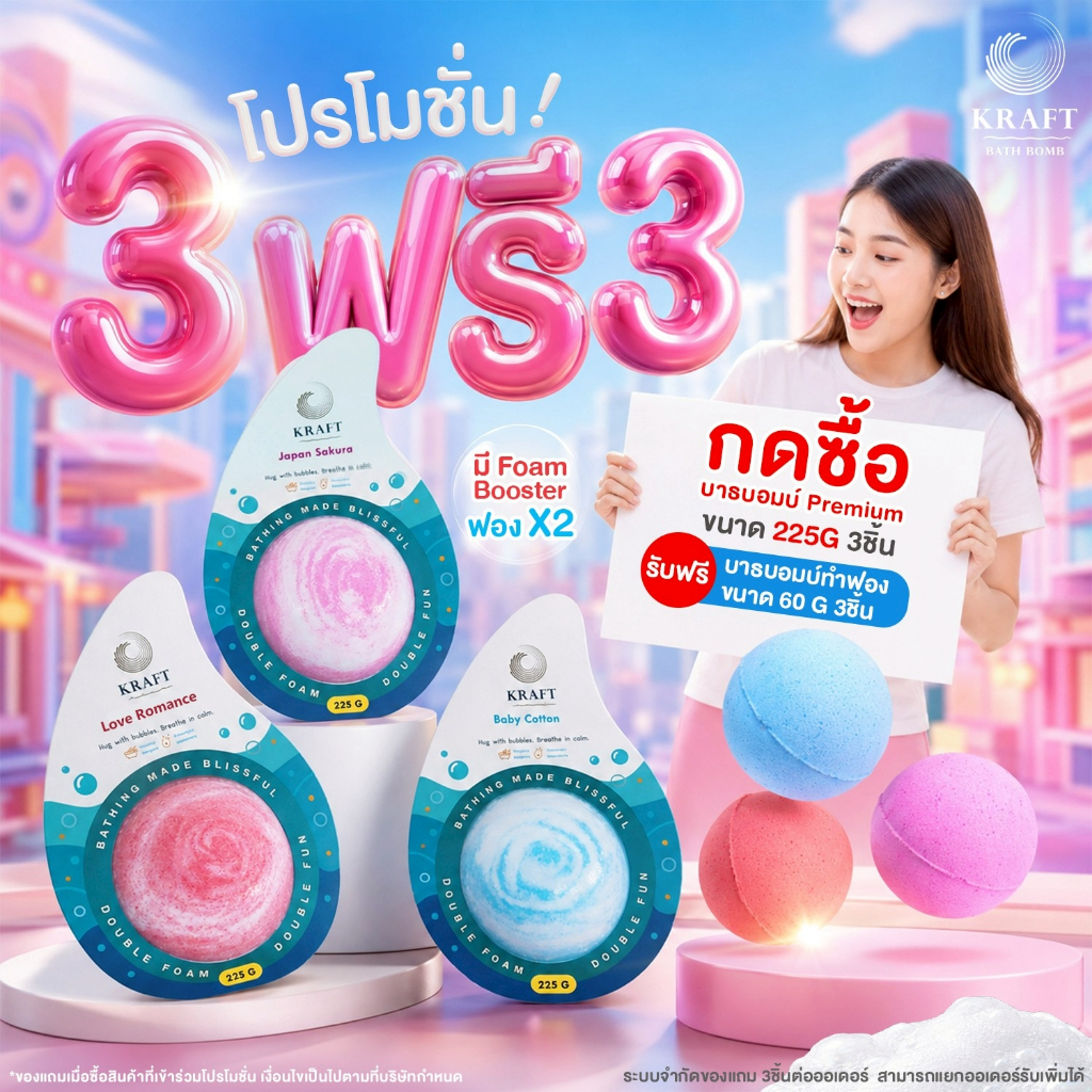 Premium Bath Bomb Set 225g ฟองแน่น กลิ่นหอม พร้อมแช่อ่าง