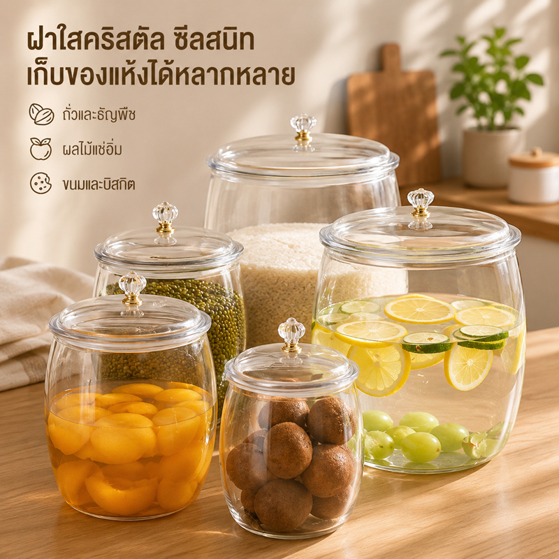 WISE โหลดอง โหลใส่เครื่องปรุง แบบสุญญากาศ ถังเก็บเม็ดข้าวสาร กล่องเก็บข้าวสาร ป้องกันความชื้น ถังเก็บเมล็ดกาแฟ ถังน้ำ