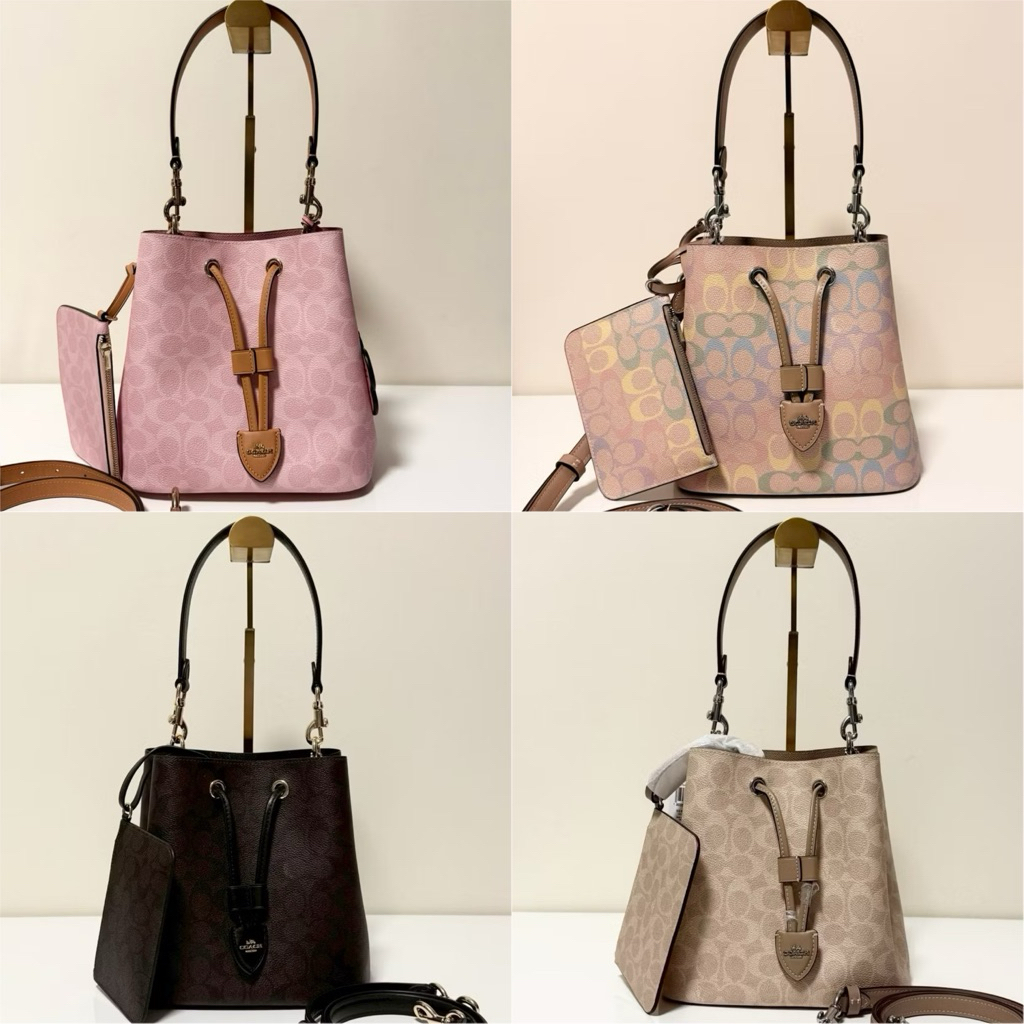 🌟พร้อมส่ง🌟ของแท้💯🇺🇸เลือกสีด้านใน💗ROWAN BUCKET BAG IN SIGNATURE CANVAS
