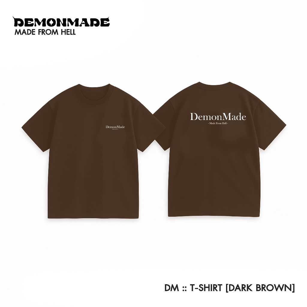 DEMONMADE DM T-SHIRT [DARK BROWN] เสื้อยืดโอเวอร์ไซซ์ สีน้ำตาลเข้ม Unisex สไตล์สตรีทแฟชั่น