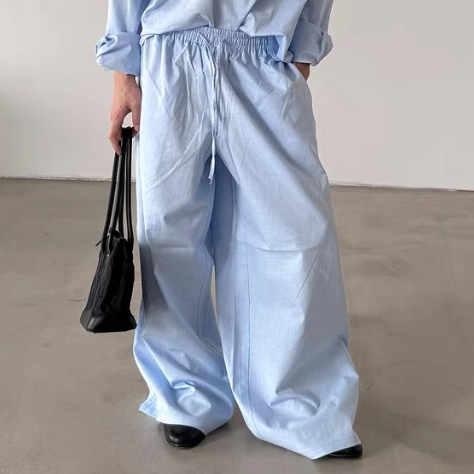 LEELA-RELEX SUMMER  PANT-กางเกงขายาวสีฟ้า