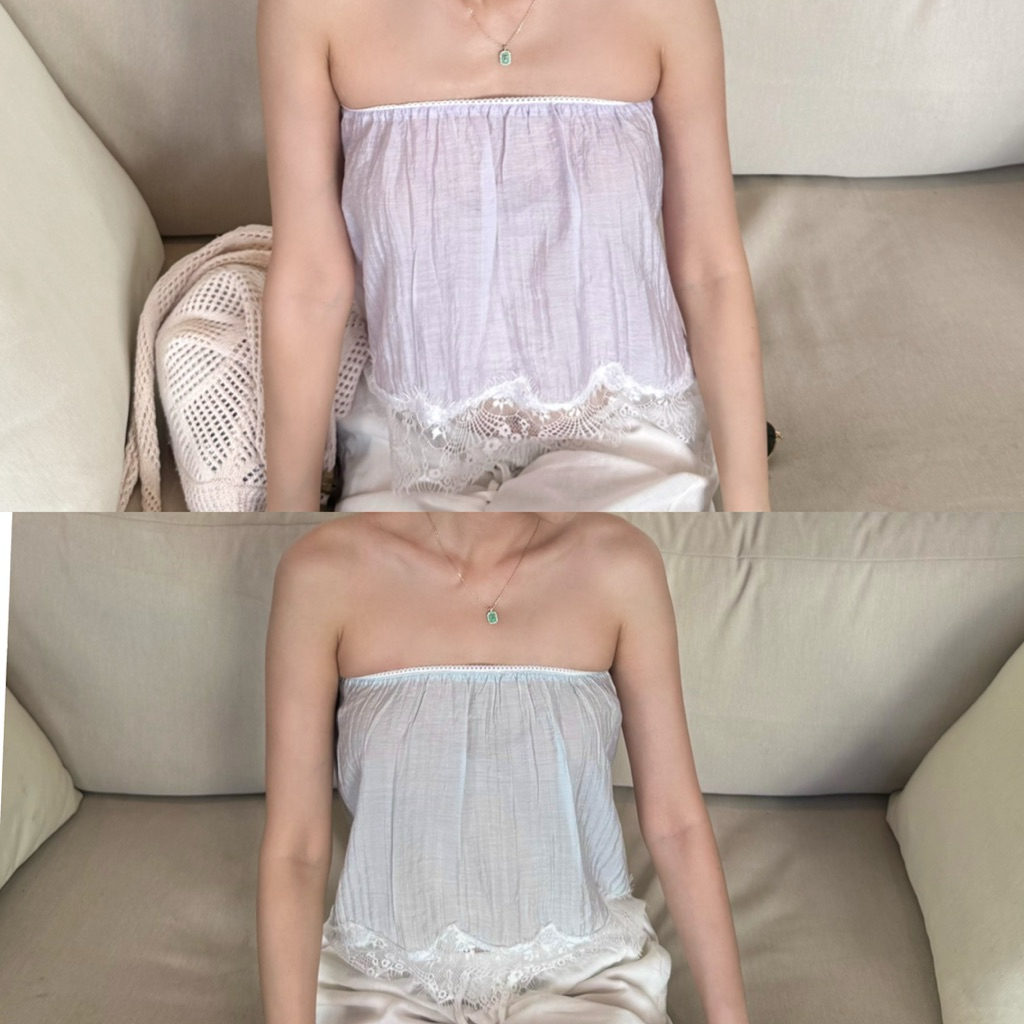 LANA LACE TOP เสื้อเกาะอก ดีเทลลูกไม้ ขอบยางยืด