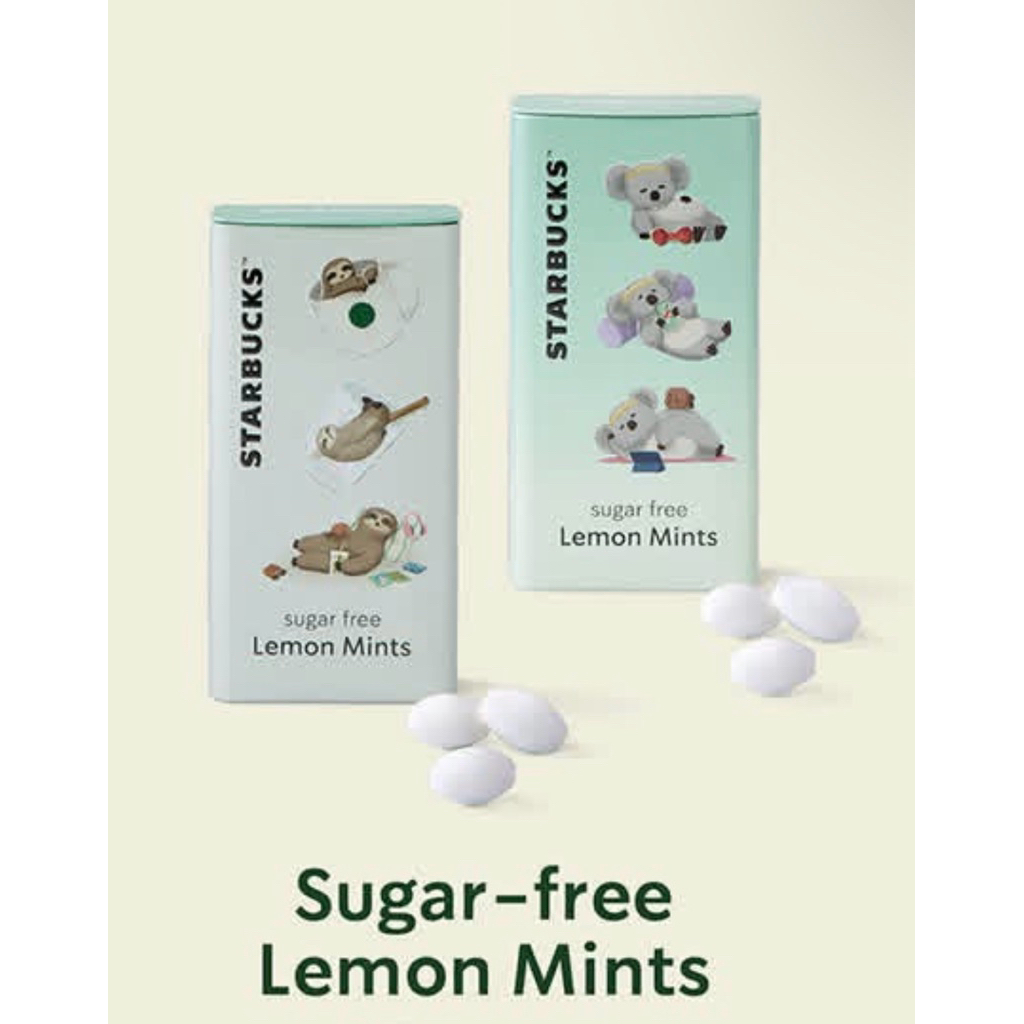 Starbucks®️💯%  ลูกอมปราศจากน้ำตาล และ หมากฝรั่งปราศจากน้ำตาล & ลูกอมปราศจากน้ำตาล รสเลม่อนมิ้นท์