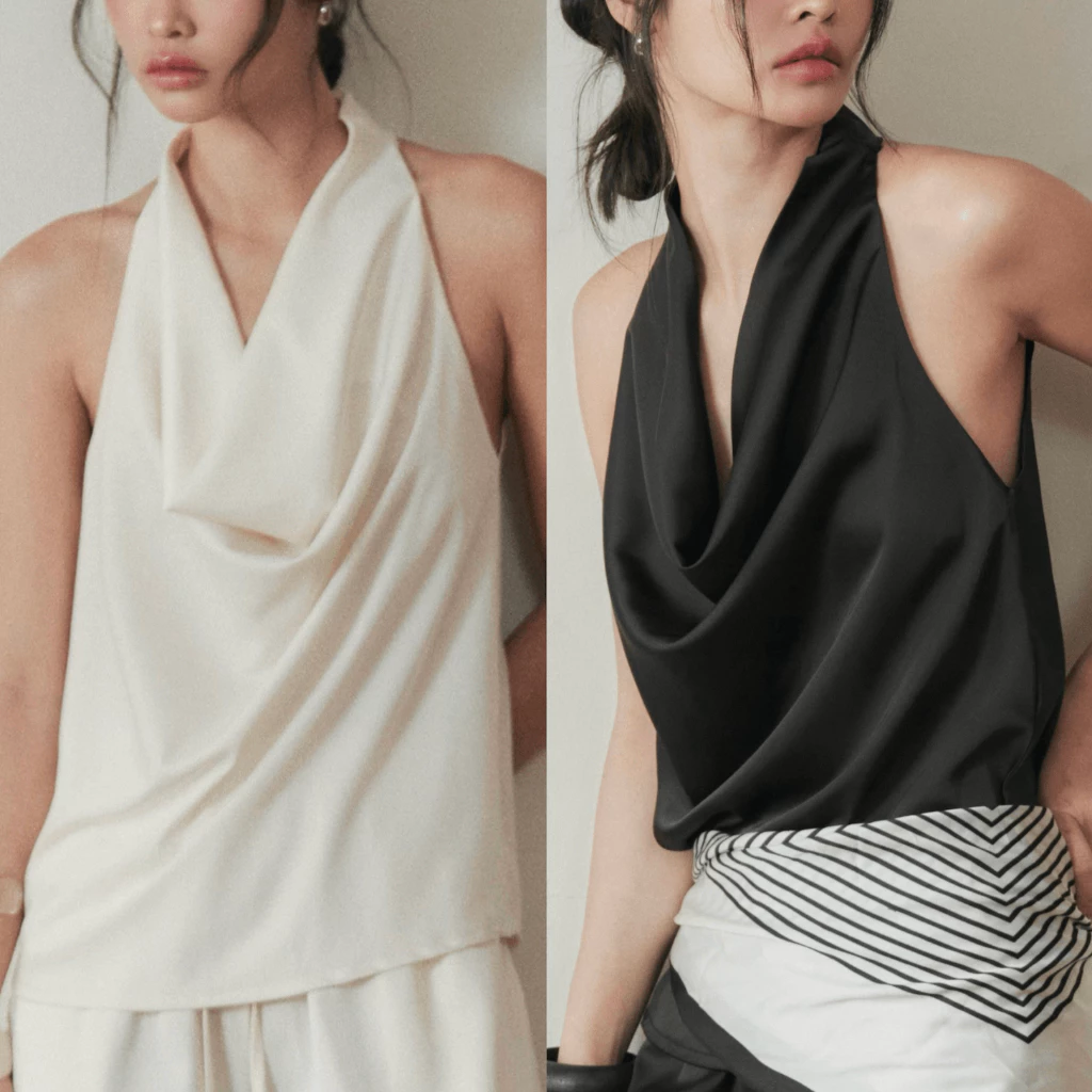Muse Drape Top (satin) เสื้อซาตินคอถ่วง