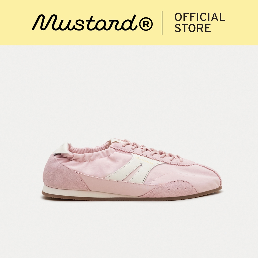 Mustard Stella Pastel Pink | รองเท้าผ้าไนลอน ผสมหนังแท้ ทรงสลิปออน