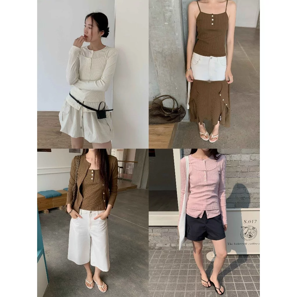 INBYIN - เซ็ตคาร์ดิแกนคู่สายเดี่ยว IBY LAYERED TWINSET - I3717