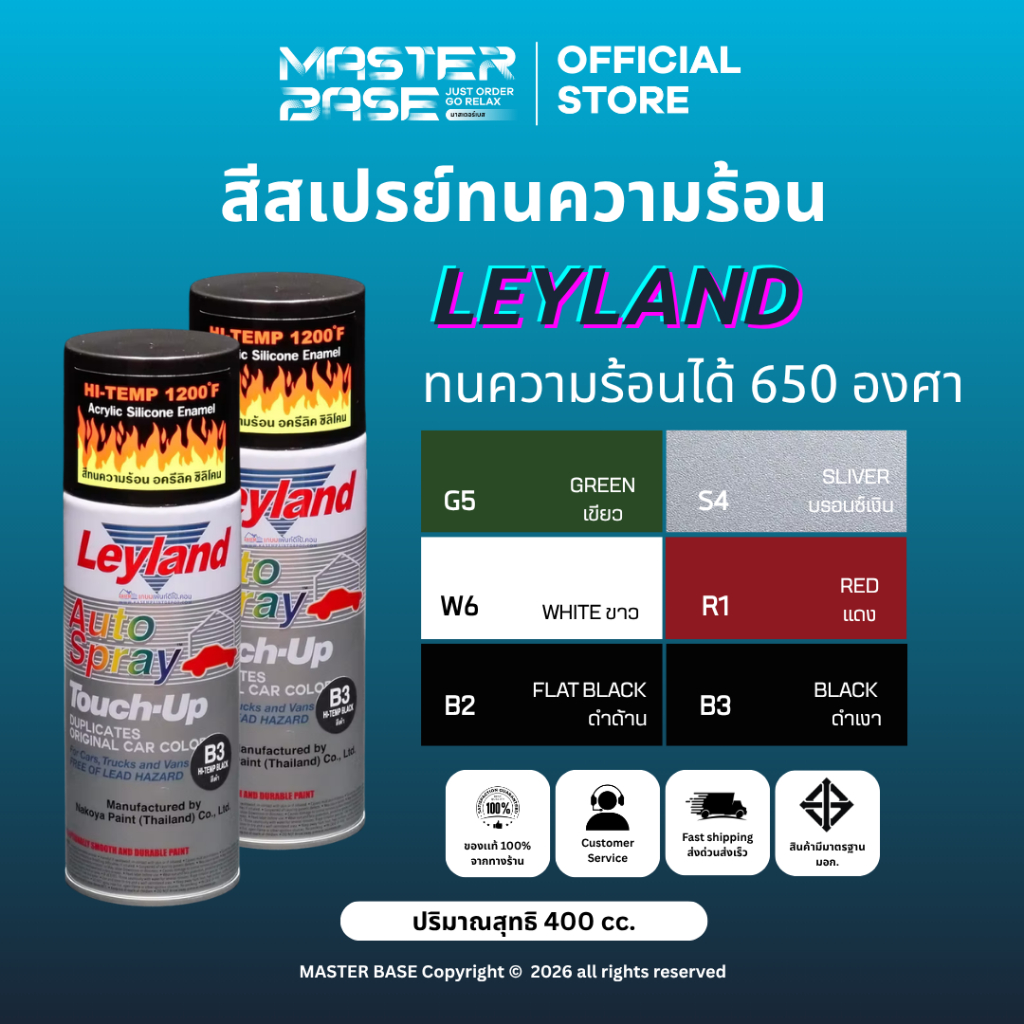LEYLAND สีสเปรย์ทนความร้อน สีพ่นรถยนต์ เลย์แลนด์ Leyland auto spray 400cc NKY