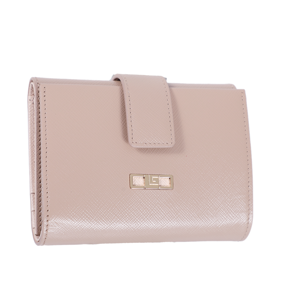 Guy Laroche กระเป๋าสตางค์ผู้หญิง 3 พับกลาง+ใส่เหรียญ หนังลาย safiano สีน้ำตาล รุ่น AGP09543S6BRM