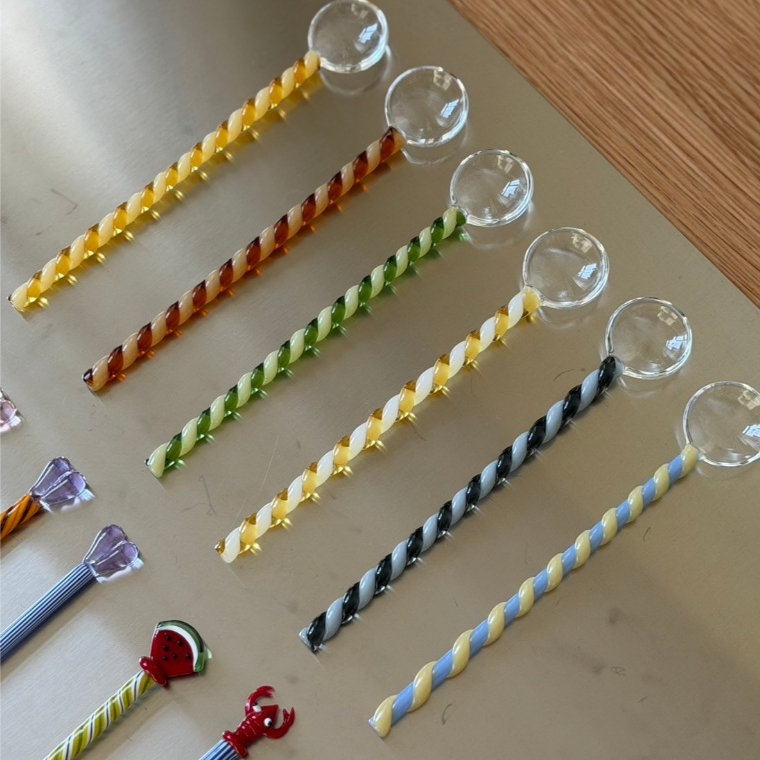 BON BON projects - Twisted glass candy spoon - ช้อนคนช้อนตักมัทฉะ กาแฟ หลากสี