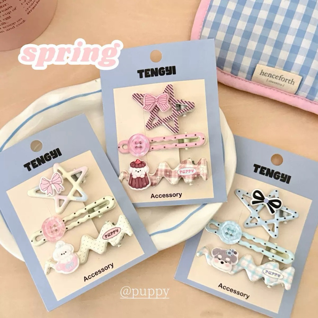 Cute 525 กิ๊บติดผม กิ๊บหนีบผม puppy 3 ชิ้น/แพ็ค