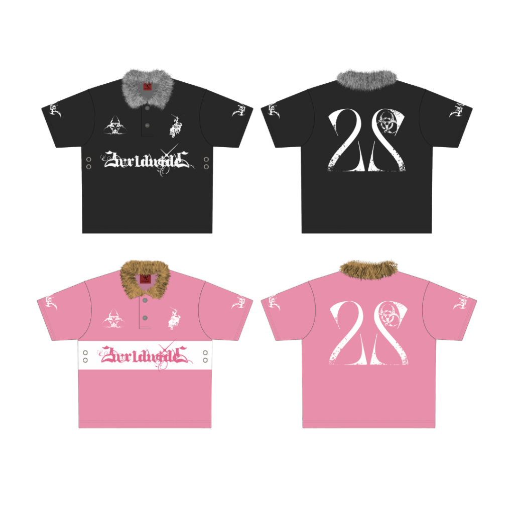 🐯 (🔥จัดส่งด่วน 1 วัน!) 22wrldwidee Infection Love Fur Polo เสื้อโปโลลายโครตเท่ห์ขนหมาป่าเทียมถอดได้ ดีเทลจัดเต็ม (OC168)