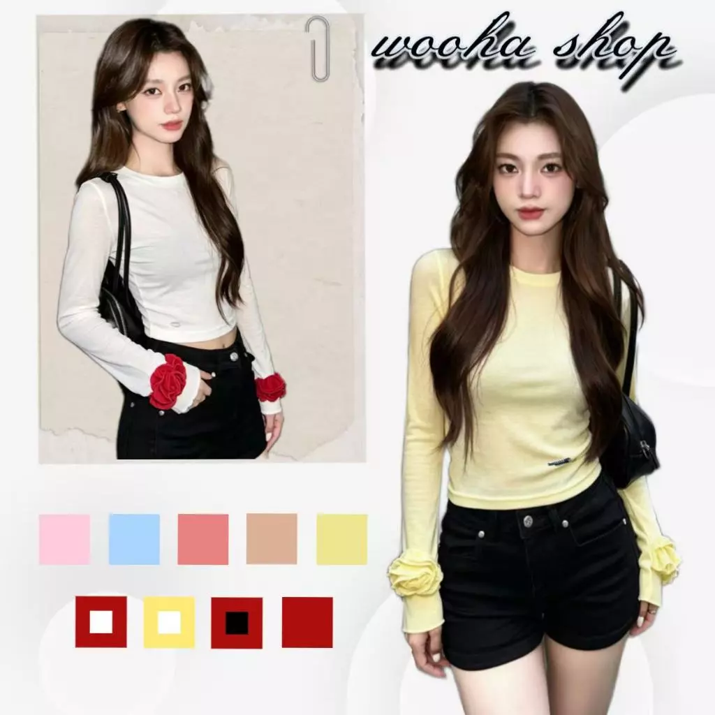🥰wooha shop🥝เสื้อแขนยาวกันแดดสำหรับไปทะเล ดีไซน์ลายดอกไม้โปร่งแสง ช่วยให้ดูผอมเพรียวและสวยงาม