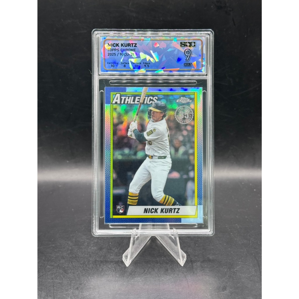 Nick Kurtz 2025 Topps Chrome Oakland Athletics #90CU-21 - Graded SQC 9