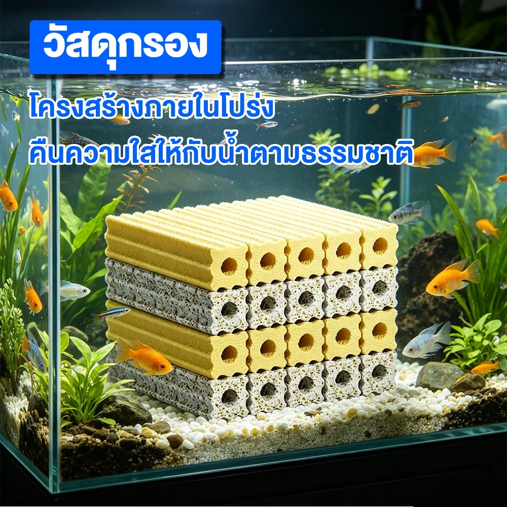 🚚จัดส่งรวดเร็วภายใน 24 ชั่วโมงหลังการชำระเงิน ตู้ปลา วัสดุกรองตู้ปลา-บ่อปลา เซรามิกซีบาร์ 1ลังมี 100/50 น้ำใสสะอาด