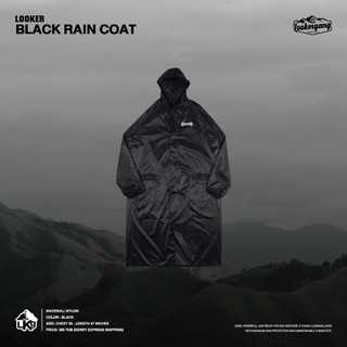 LOOKER - BLACK RAIN COAT เสื้อคลุมกันฝนสีดำ