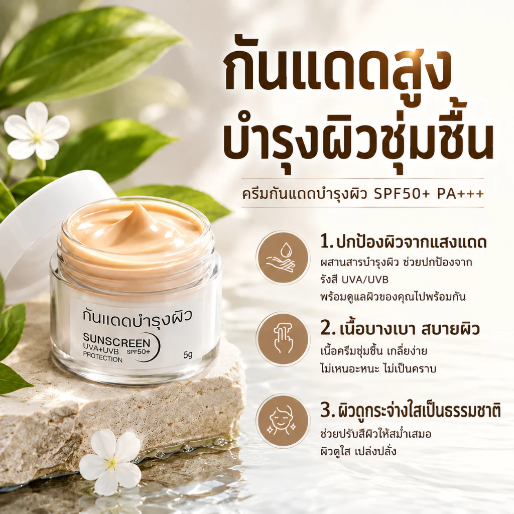 【สินค้าพร้อมส่ง】กันแดดกาญจนา กันน้ำ ครีมกันแดด SPF 50+ PA++++ ป้องกันแสง UV