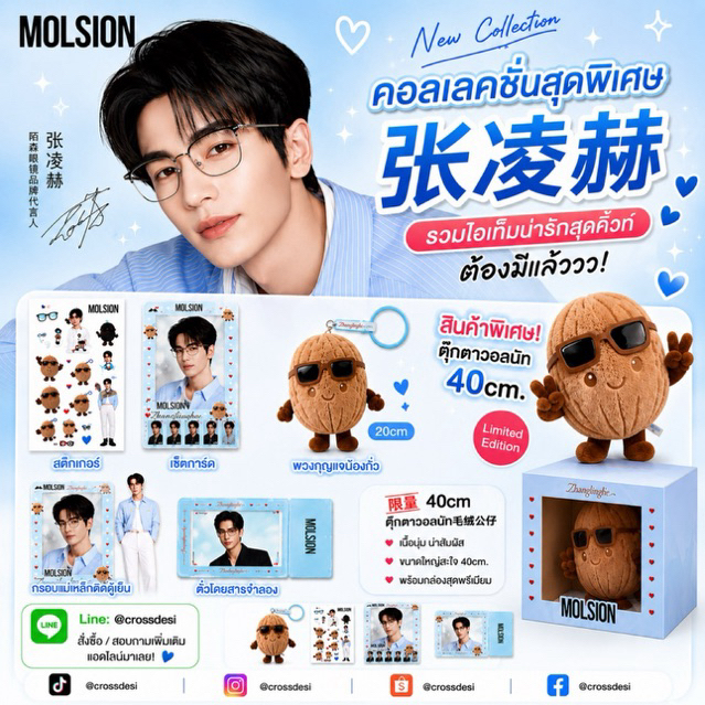 เซตพวงกุญแจวอลนัท การ์ด จางหลิงเฮ่อ Zhanglinghe ร่วมกับแบรนด์ Molsion