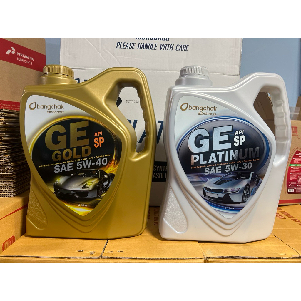 น้ำมันเครื่อง สังเคราะห์ 100% เบนซิน บางจาก BCP GE GOLD GE PLATINUM 5w-40 5w-30 ขนาด 4 ลิตร