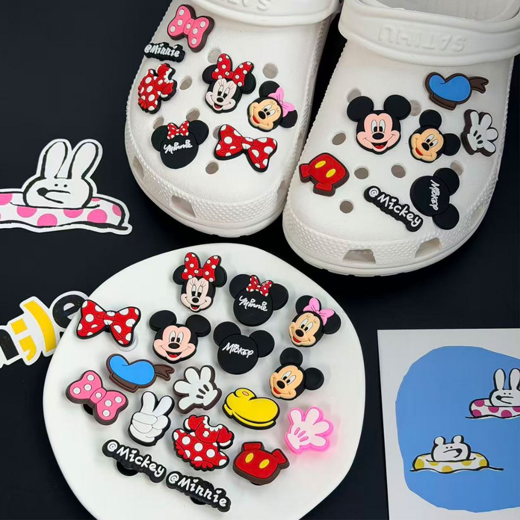[พร้อมส่งจากไทย] ตัวติดรองเท้า ของตกแต่งรองเท้าหัวโต 17ชิ้น ลายหนูการ์ตูน เซตใหญ่ เรโทร พีวีซี DIY ชุดเซตสุดคุ้ม