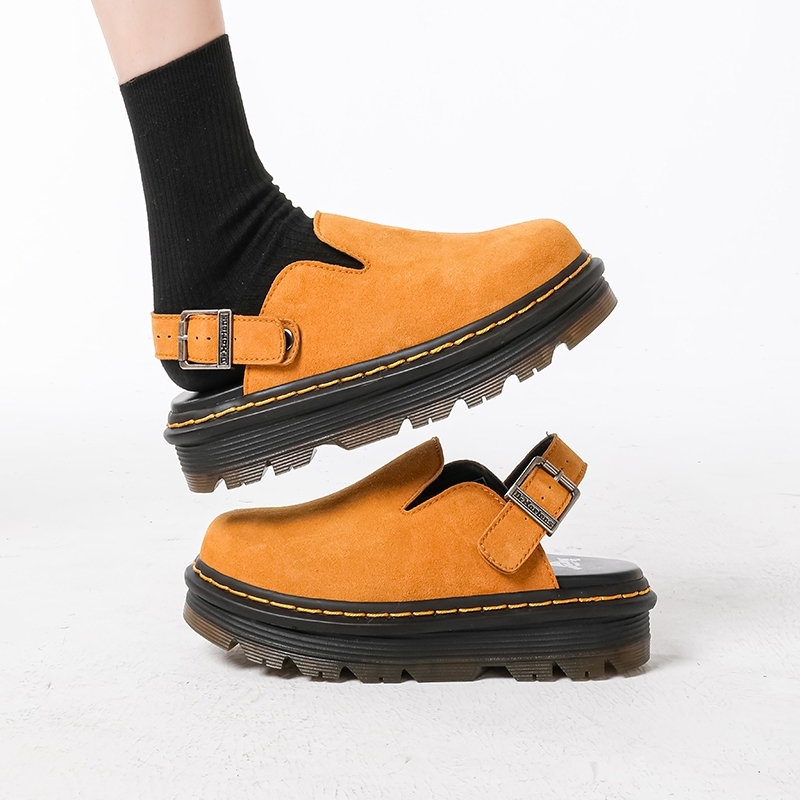 Dr.Martens ผู้ชาย Birkensotck รองเท้าแตะหนังนิ่ม Martin รองเท้าแตะหนังแท้ยาง Soled รองเท้า