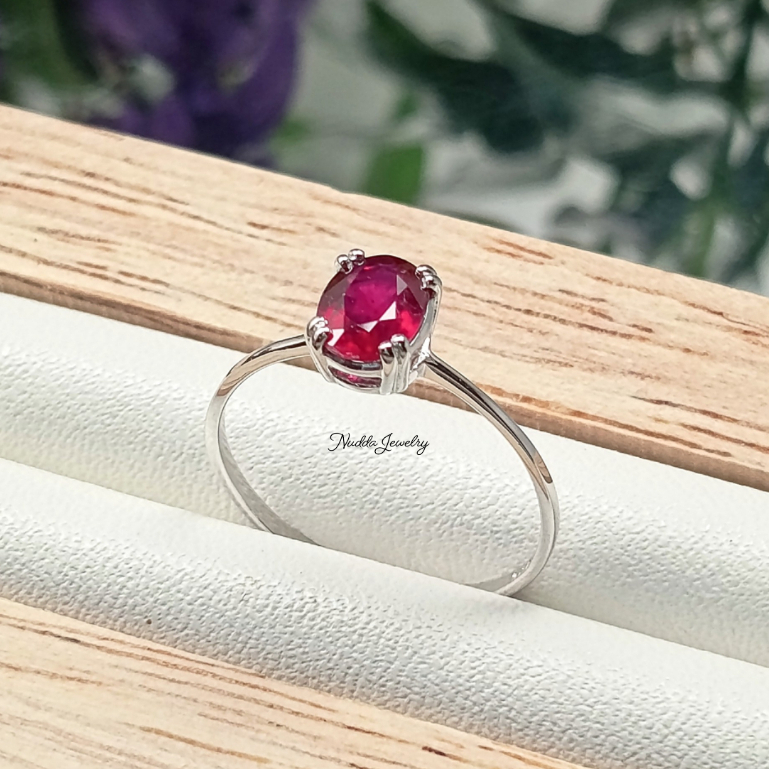 Nudda Jewelry | RR023  แหวนพลอยทับทิม 💍 Africa ( Oval Cut 7 x 5 ) เพชร cz