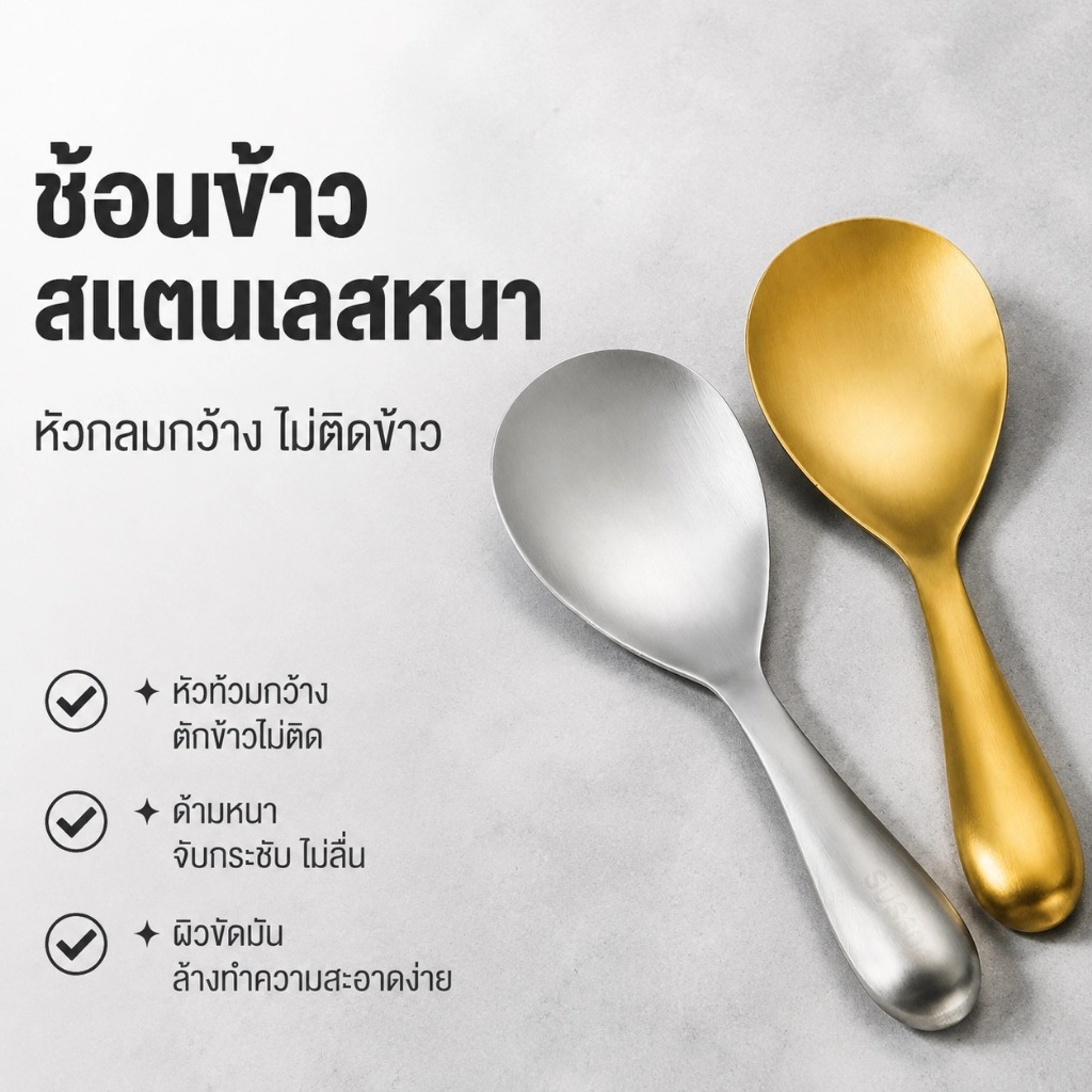 Luxe-T ช้อนสแตนเลสอเนกประสงค์ ขนาดใหญ่ แบบลึกหนา ใช้ตักข้าว ซุป โจ๊ก เครื่องใช้บนโต๊ะอาหารในครัว