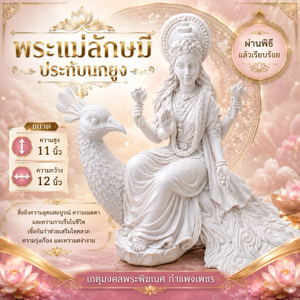 พระแม่ลักษมี พระแม่ลักษมีประทับนกยูง 🦚🪷🕉️✨