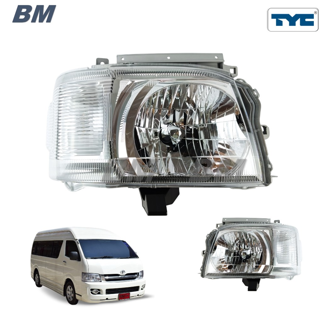 ไฟหน้า คอมมูเตอร์ ไฮเอจ TOYOTA HIACE COMMUTER ปี 2004 2005 2006 2007 2008 2009 2010 *TYC