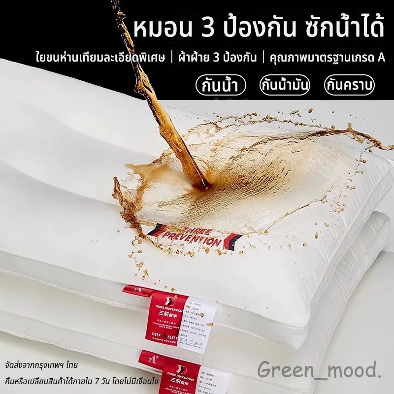 ไส้ในหมอนผ้าฝ้ายเกรด A แบบ3 ป้องกัน กันน้ำ กันน้ำมัน กันคราบสกปรก นุ่มฟูไม่ยุบตัว ใช้ในบ้าน หมอนสูง กลาง ต่ำ.หมอน48×74cm