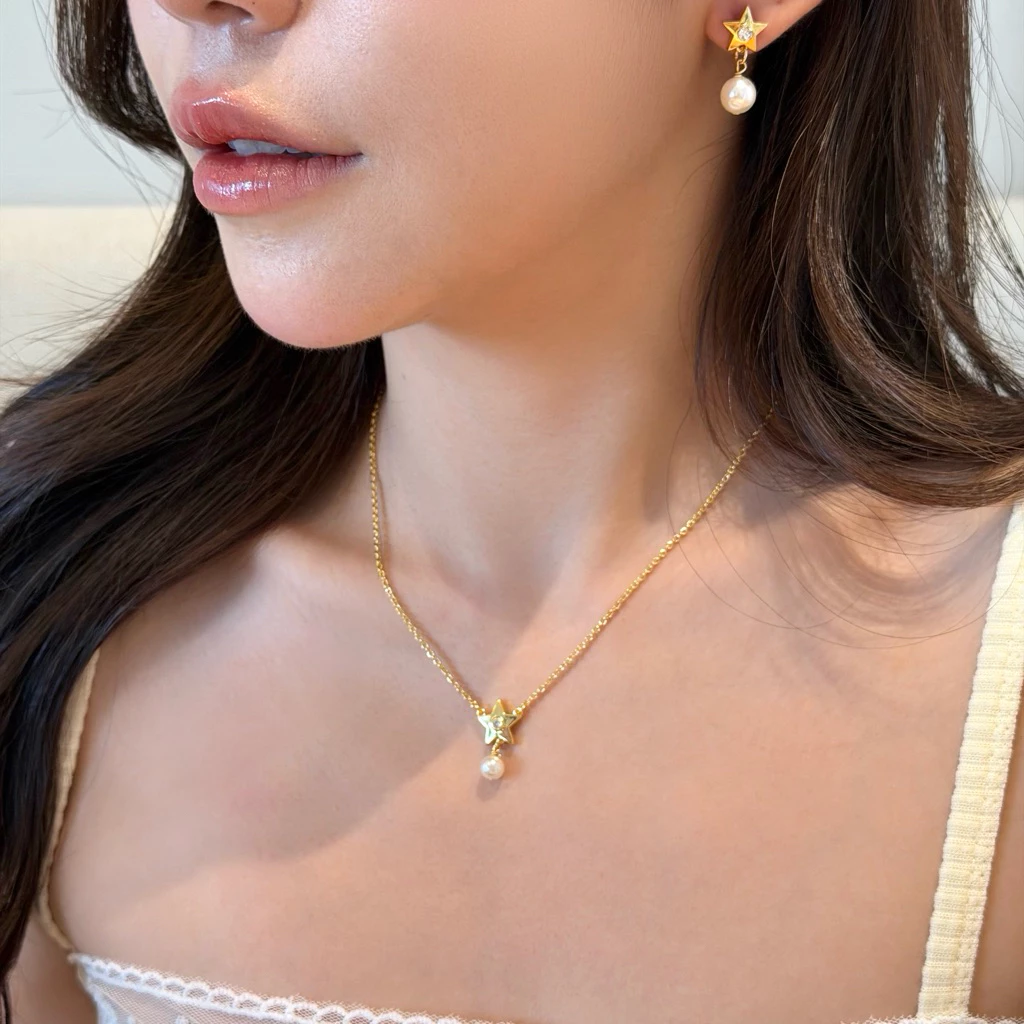 Socrush.bkk | VELVET STAR necklace | SN-103 | สร้อยคอ ดาว มุก
