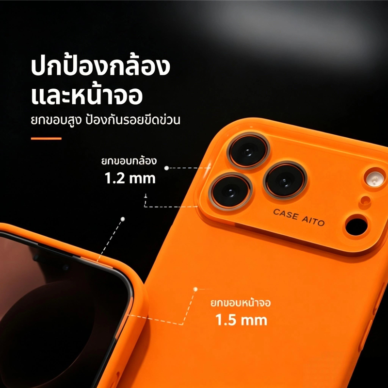 เคสช่องกล้องใหญ่ lPhone 16/17 Series ซิลิโคนเหลวสัมผัสนุ่ม กันกระแทก กันรอยนิ้วมือ ดีไซน์พรีเมียม