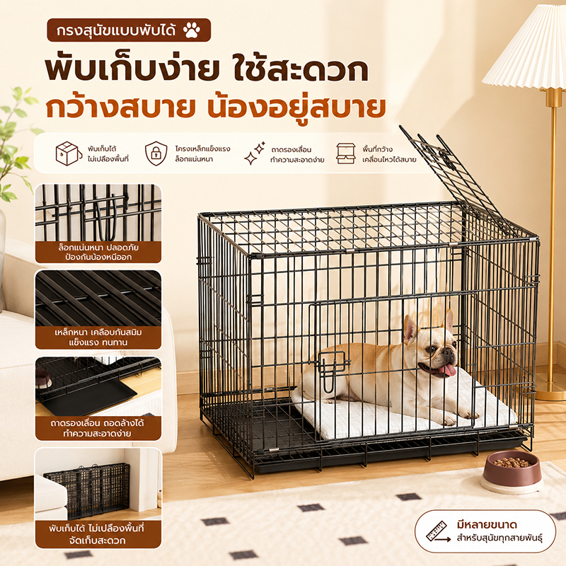 [จัดส่งที่รวดเร็ว] กรงหมาพับได้ กรงสุนัข กรงหมา กรงสัตว์เลี้ยง กรงแมว กรงกระต่าย กรงเหล็ก นอนสบาย กรงสุนัขพับได้ Foldabl