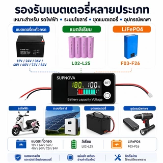 Rideon DC 8V-72V แบตเตอรี่ความจุเกจจอภาพโวลต์มิเตอร์ Monitor หน้าจอ LCD ไฟฟ้าจำนวนเครื่องตรวจจับ
