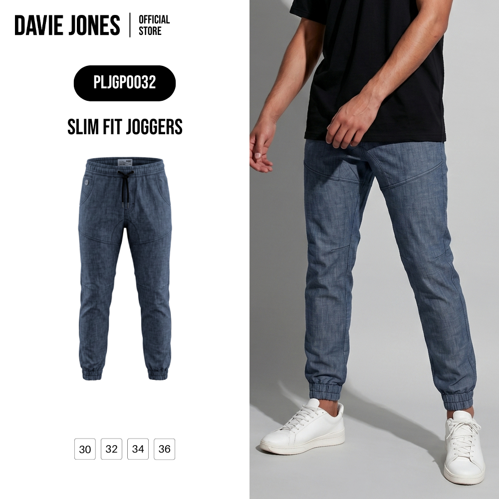 DAVIE JONES [BE FEARLESS] กางเกงจ็อกเกอร์ผู้ชาย Slim Fit Joggers สีกรม GP0032