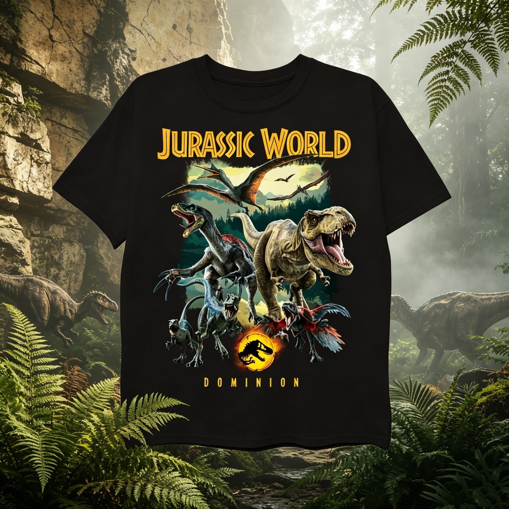 เสื้อยืด Jurassic World Dominion ลายไดโนเสาร์สุดเท่ ใส่สบายทุกวัน