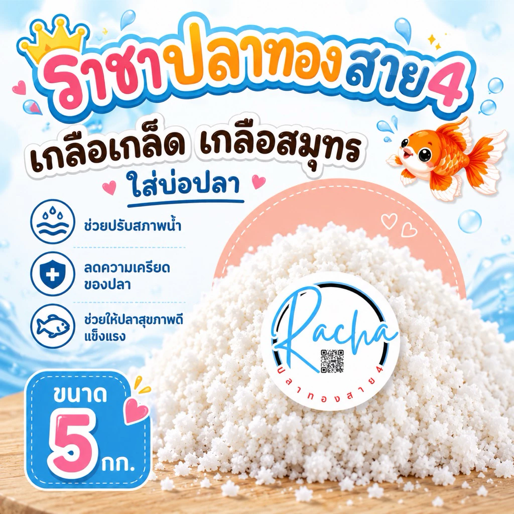 เกลือเกล็ด เกลือสมุทร ใส่บ่อปลา ขนาด 5 กิโลกรัม