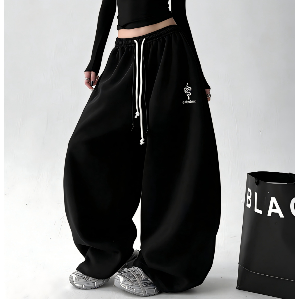 Z.YOOO กางเกงขายาว แมชต์ได้ทุกสไตล์ เรียบง่าย Baggy pants รูปที่ 2
