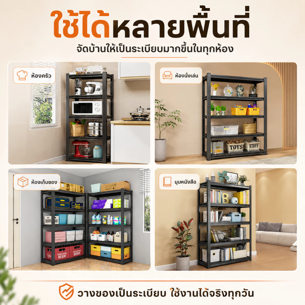 ชั้นวางของ ชั้นวางของเหล็ก ชั้นวาง ใหญ่3-6ชั้น สแตนเลส+ไม้900กก.เลือกได้หลายขนาด ชั้นวางของชั้นเหล็ก thumbnail 10