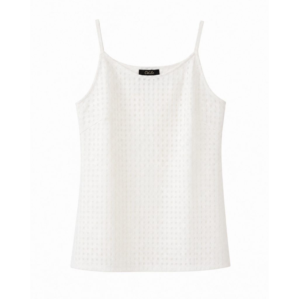 เสื้อสายเดี่ยวลายตาราง Odile A19BL30WH