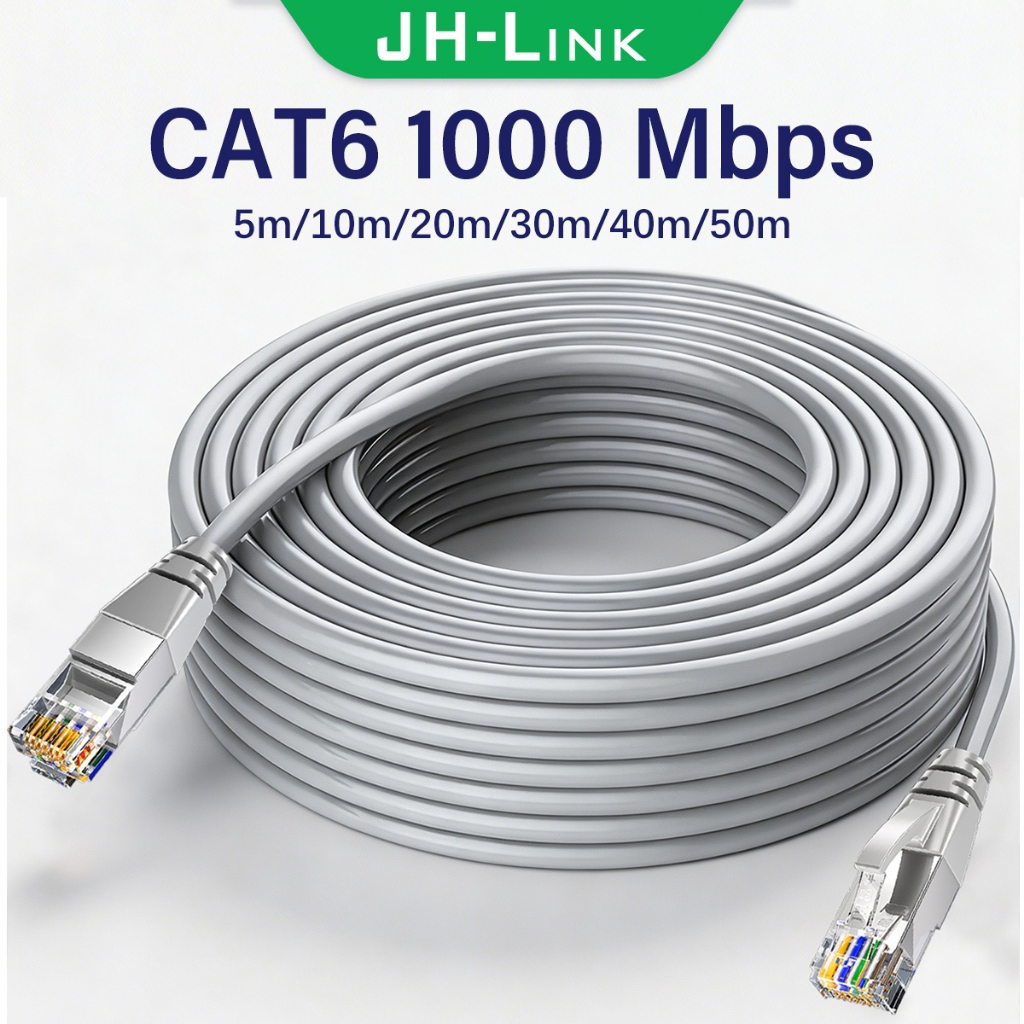 สายแลน CAT6 กิกะบิต 1000Mbps หัวRJ45 แข็งแรง ยาว 5-50 เมตร สายอีเธอร์เน็ตสำหรับใช้ในบ้าน/สำนักงาน