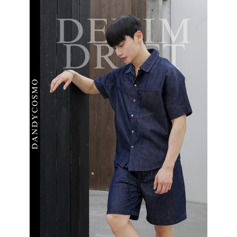 DANDY COSMO | Denim Drift Short Set เซ็ตเดนิมแขนสั้น + กางเกงขาสั้น ดีไซน์เรียบ มีคาแรกเตอร์
