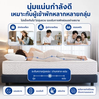 ที่นอนสปริงเกรดโรงแรม หนา 8 นิ้ว สำหรับโรงแรม อพาร์ตเมนต์ ห้องเช่า นุ่มแน่น รองรับสรีระ ไม่ยุบง่าย