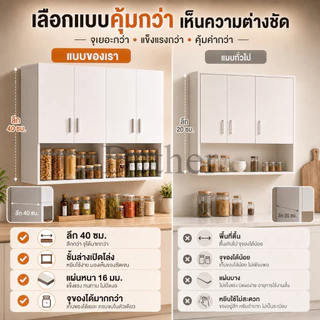 DCตู้แขวนผนัง 120/90/60CM ตู้เก็บของ ตู้ครัว ไม้ สี่ประตู ขาว ที่เก็บครัว ตู้แขวนห้องครัว ชั้นครัว